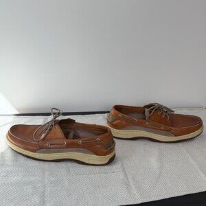 Sperry Top Sider Boat Shoes Mens 13 Slip Ons Loafer Tan Brown Leather Preppy